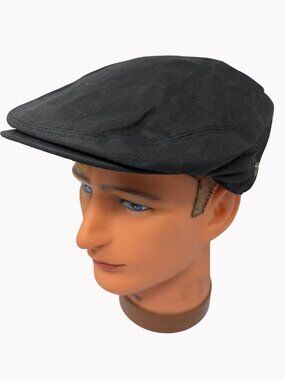 Epoch Black Newsboy Cap L/XL Cotton Mens Classic Flat Ivy Hat
